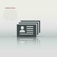 Resume icon in flat style. Contract document vector illustration on white isolated background. Paper notepad business concept.