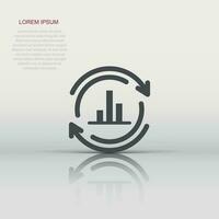 Growing bar graph icon in flat style. Increase arrow vector illustration on white isolated background. Infographic progress business concept.