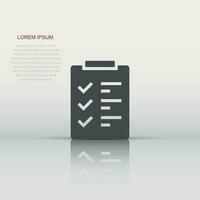 To do list icon in flat style. Document checklist vector illustration on white isolated background. Notepad check mark business concept.