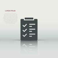 To do list icon in flat style. Document checklist vector illustration on white isolated background. Notepad check mark business concept.