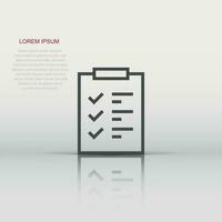 To do list icon in flat style. Document checklist vector illustration on white isolated background. Notepad check mark business concept.