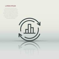 Growing bar graph icon in flat style. Increase arrow vector illustration on white isolated background. Infographic progress business concept.