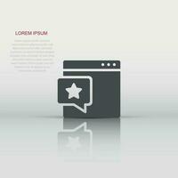 Browser window with star icon in flat style. Wish list vector illustration on white isolated background. Reward bonus business concept.
