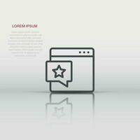 Browser window with star icon in flat style. Wish list vector illustration on white isolated background. Reward bonus business concept.