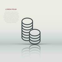 Coins stack icon in flat style. Dollar coin vector illustration on white isolated background. Money stacked business concept.