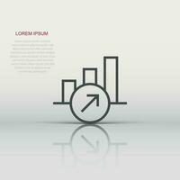 Market trend icon in flat style. Growth arrow with magnifier vector illustration on white isolated background. Increase business concept.