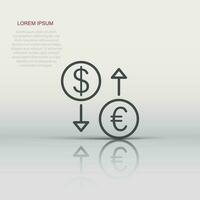 Currency exchange icon in flat style. Dollar euro transfer vector illustration on white isolated background. Financial process business concept.