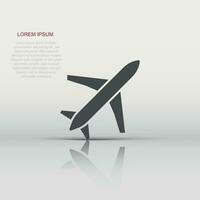 Plane icon in flat style. Airplane vector illustration on white isolated background. Flight airliner business concept.