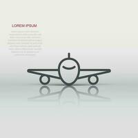 Plane icon in flat style. Airplane vector illustration on white isolated background. Flight airliner business concept.