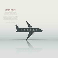 Plane icon in flat style. Airplane vector illustration on white isolated background. Flight airliner business concept.