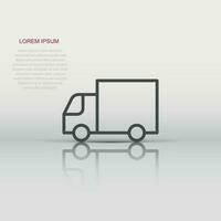 Delivery truck icon in flat style. Van vector illustration on white isolated background. Cargo car business concept.