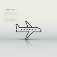 Plane icon in flat style. Airplane vector illustration on white isolated background. Flight airliner business concept.