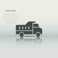 Delivery truck icon in flat style. Van vector illustration on white isolated background. Cargo car business concept.