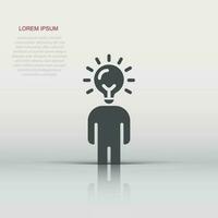 People with bulb icon in flat style. idea vector collection illustration on white isolated background. Brain mind business concept.