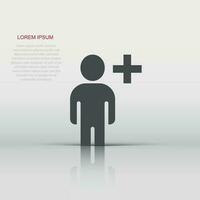 People with plus icon in flat style. Staff vector collection illustration on white isolated background. Human business concept.