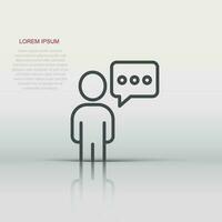 People with speech bubble icon in flat style. Chat vector illustration on white isolated background. Speaker dialog business concept.