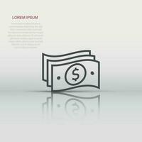 Money stack icon in flat style. Exchange cash vector illustration on white isolated background. Dollar banknote bill business concept.