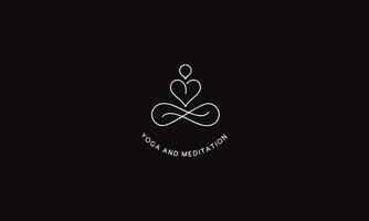 Yoga logo abstract man sitting lotus pose design template negative space style vector