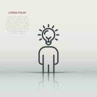 People with bulb icon in flat style. idea vector collection illustration on white isolated background. Brain mind business concept.