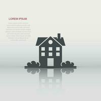 Building icon in flat style. Home vector illustration on white isolated background. House business concept.