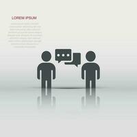 personas con icono de burbuja de voz en estilo plano. ilustración vectorial de chat sobre fondo blanco aislado. concepto de negocio de diálogo de altavoz. vector