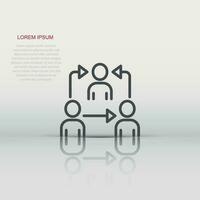 People referral icon in flat style. Business communication vector illustration on white background. Reference teamwork business concept.