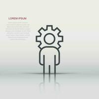 People with gear icon in flat style. Person cogwheel vector illustration on white isolated background. Teamwork business concept.