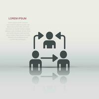 People referral icon in flat style. Business communication vector illustration on white background. Reference teamwork business concept.