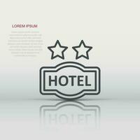 Hotel 2 stars sign icon in flat style. Inn vector illustration on white isolated background. Hostel room information business concept.