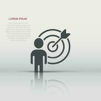 People target icon in flat style. Search human vector illustration on white isolated background. Job recruitment business concept.