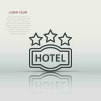 Hotel 3 stars sign icon in flat style. Inn vector illustration on white isolated background. Hostel room information business concept.