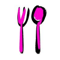 Fork and spoon doodle icon vector. Can be use for graphic design, website, or time management app, this doodle clock icon brings a playful and fun element to your visuals vector