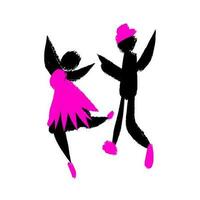 Doodle dancing people. Vector illustration on a white background. icon