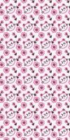 A cute seamless vector pattern with bunny rabbits and flowers, designed for smartphone wallpapers in a vertical format. Perfect for adding a touch of sweetness and charm to your device