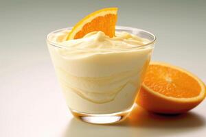 naranja yogur comida fotografía ai generado foto