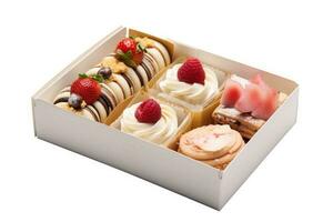 dessert box white isolated background Food Photography AI Generated photo