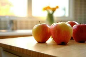 apples fruit in The kitchen table Food Photography AI Generated photo