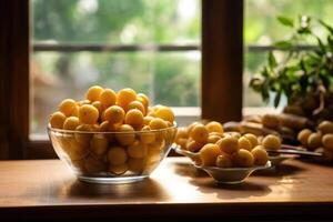 longan in The kitchen table Food Photography AI Generated photo