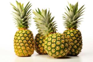 pineapples fruit white isolated background Food Photography AI Generated photo