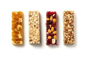 granola bars flat lay Food Photography AI Generated photo