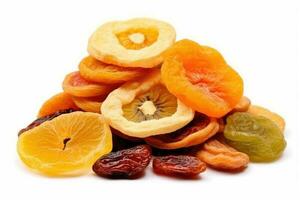 dried fruit white isolated background Food Photography AI Generated photo