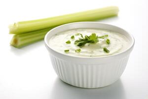 celery shoup cream white isolated background Food Photography AI Generated photo