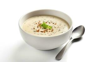 chicken soup cream white isolated background Food Photography AI Generated photo