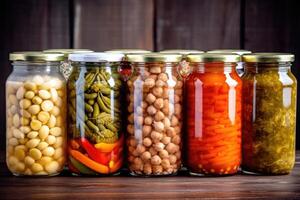 canned vegetables in The kitchen table Food Photography photo