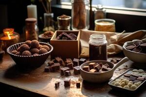 chocolate box in The kitchen table Food Photography AI Generated photo