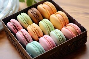 macaroon box in The kitchen table Food Photography AI Generated photo