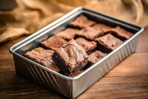 Brownies fudgy caja comida fotografía ai generado foto