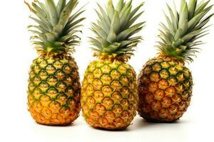 pineapples fruit white isolated background Food Photography AI Generated photo