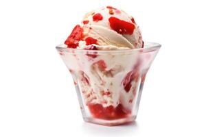 rojo ligero helado con frutas y nueces blanco aislado antecedentes comida fotografía ai generado foto