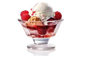 rojo ligero helado con frutas y nueces blanco aislado antecedentes comida fotografía ai generado foto